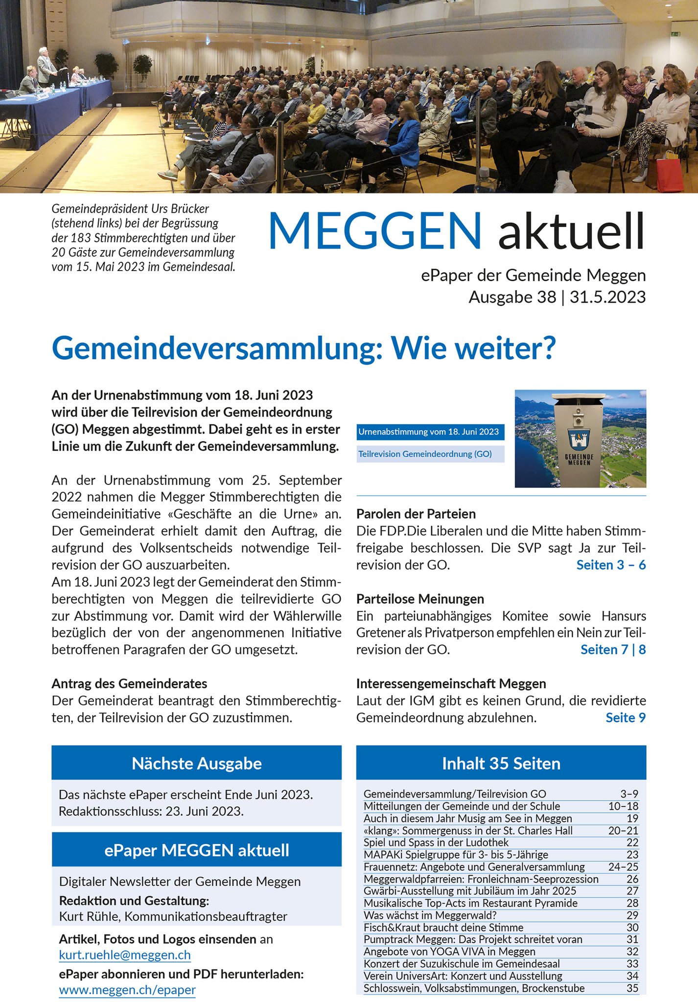 Titelseite ePaper MEGGEN aktuell 38