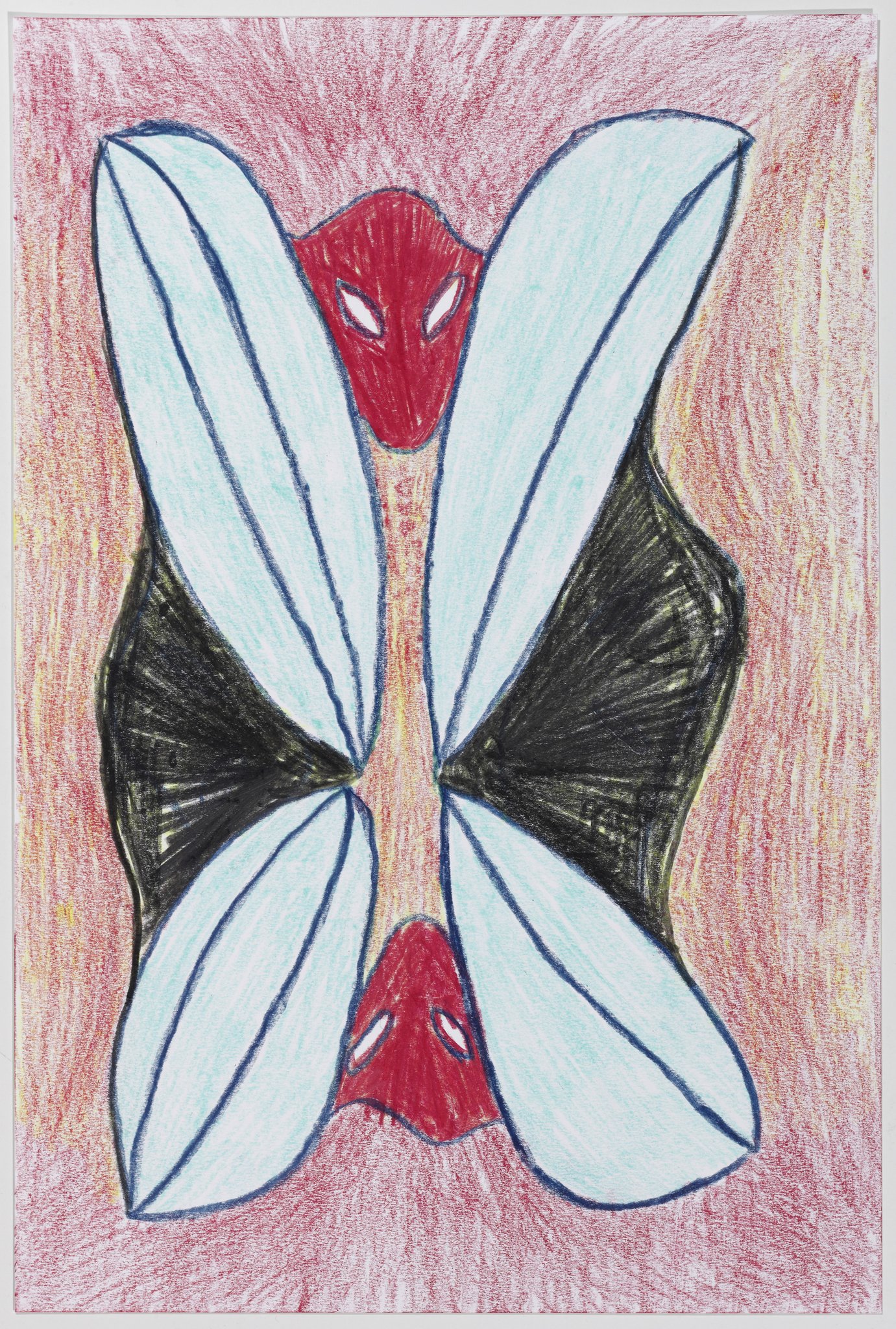 Otto Lehmann: Werkphase 12, «Ohne Titel», aus der Reihe «Noli me tangere», 2018, Caran d'Ache-Farbstift auf Fabrino Zeichenpapier, 48,0 x 32,0,  ausgestellt in der Artothek der Gemeinde Meggen an der Hauptstrasse 50