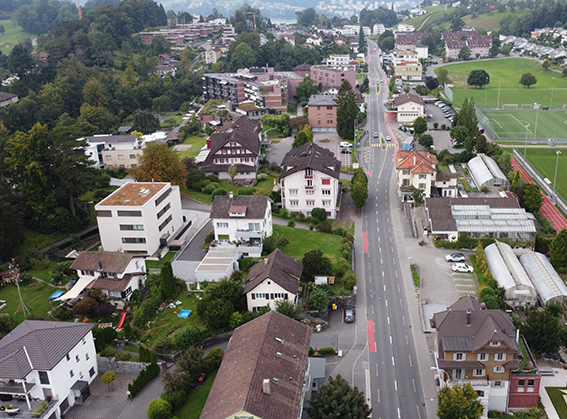 Luftaufnahme Luzernerstrasse: Auch in diesem Bereich gibt es immer wieder aktuelle Verkehrsfragen zu besprechen.